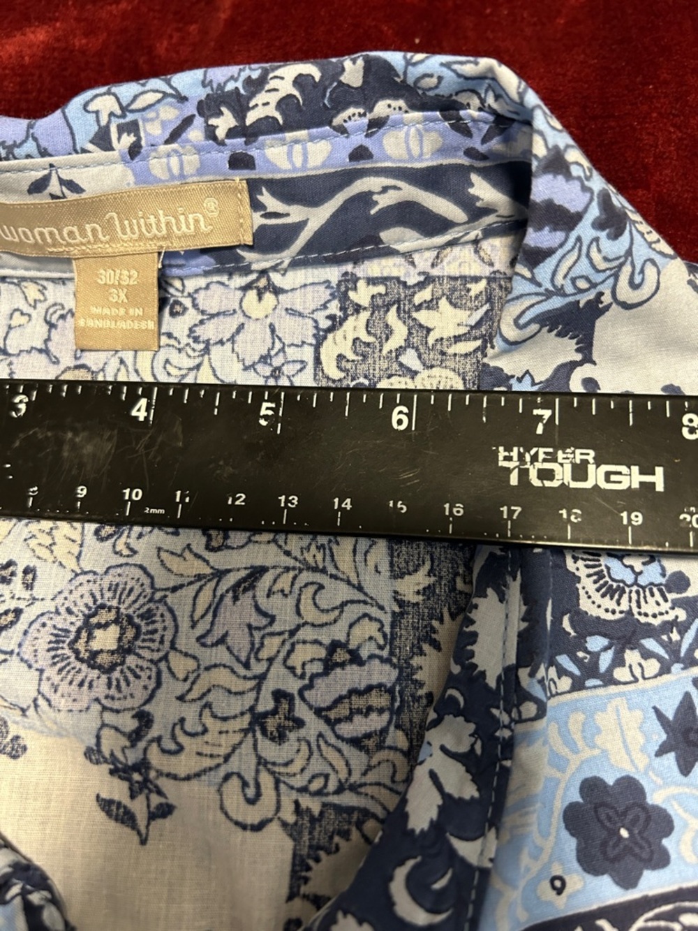 Woman Within Size3X 30/32 Patchwork Bohemian Print Cotton Polyester Button Shirt - Picture 12 of 16